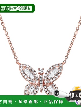 自营 sabrina14k 金和钻石蝴蝶项链 - 玫瑰色 美国奥莱直发吊坠