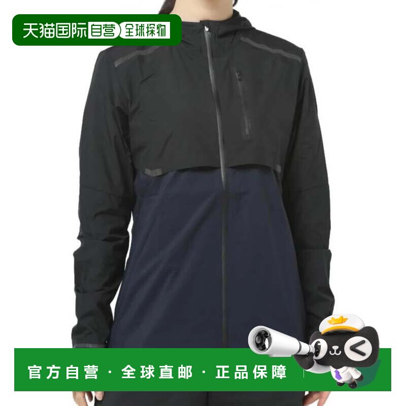 自营On天气夹克女式黑色海军全拉链连帽性能KFC937-黑色 美国奥莱