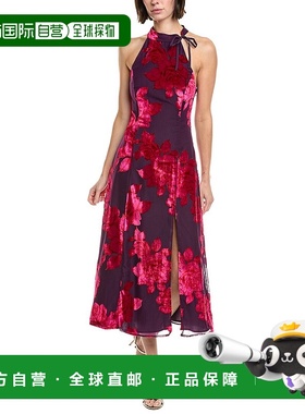 自营Hutch Mari Velvet Burnout Midi Dress - pink 美国奥莱直发