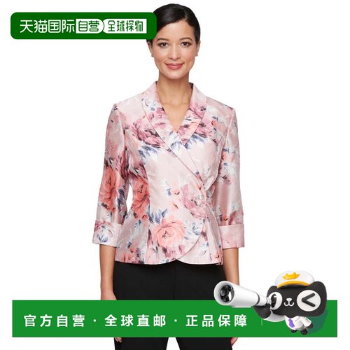自营Alex Evenings Wrap Top女式粉色碎花圆领衬衫PALL494-粉色