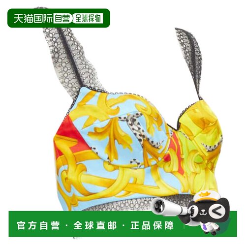 自营versace范思哲巴洛克acanus蕾丝带骨文胸短上衣-多 美国奥莱