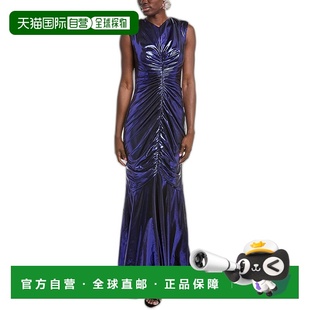 Hand Draped blue Rene 美国 Gown Ruiz Stretch 自营 Metallic