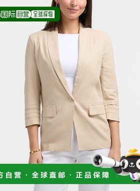 自营Ellen Tracy女式定制亚麻混纺运动夹克-亚麻 美国奥莱直发