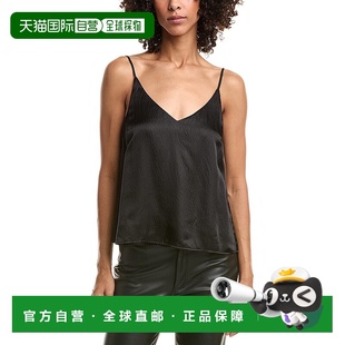 美国奥莱直发性感吊带 黑色 自营Bella Dahl锤纹丝绸混纺背心