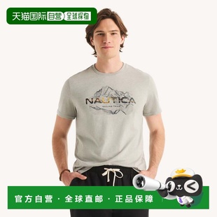 自营Nautica Mens Foil Logo Graphic T-Shirt - grey heather 美