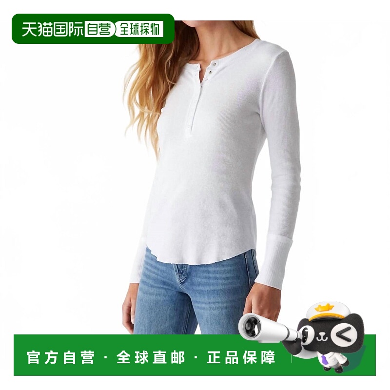 自营michael starsWomen's Regan Thermal Henley Top In White -