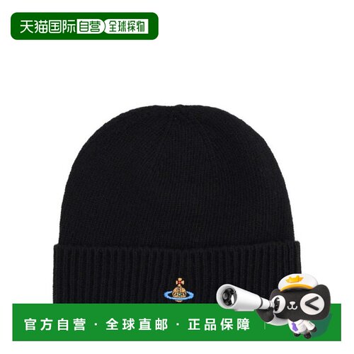 自营vivienne westwoodCashmere Ribbed Fold-Over Beanie - blac