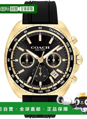 1h可退 【美国直邮】COACH 男士Charter系列黑色硅胶表带运动腕表