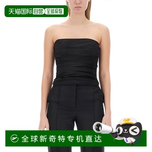 自营 美国奥莱直发 moschino无肩带褶皱上衣 黑色