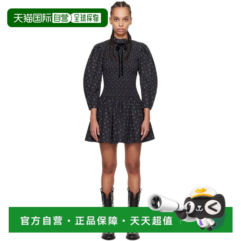 香港直邮潮奢 GANNI 甘尼 女士 黑色 Printed Smock 连衣裙 W0074