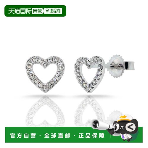 自营sabrina14K White Gold Diamond Heart Earring - white gold