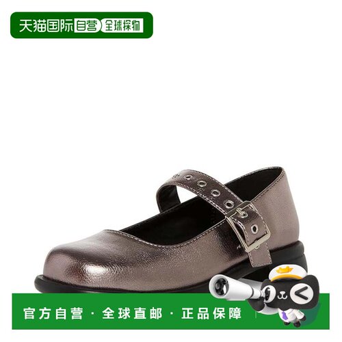 自营Youth Steve Madden Bitsy Flat Pewter Round Toe Adjustabl