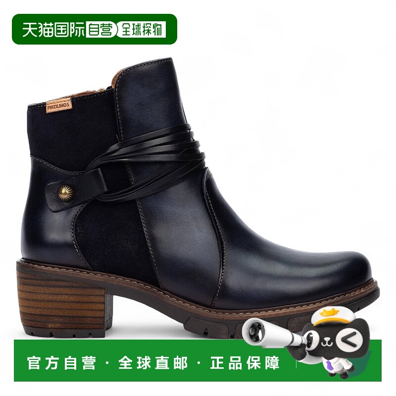 自营 Pikolinos女式Arcilla红色皮革拉链高跟踝靴-圣塞巴斯蒂安-