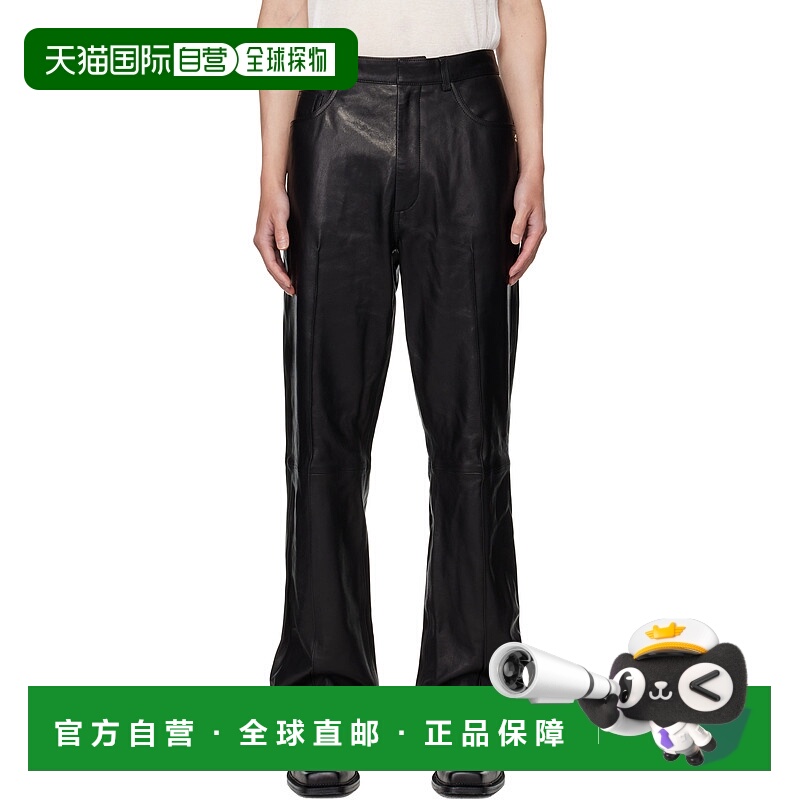 1h可退 香港直邮潮奢 AMIRI 男士 黑色 Boot Cut 皮革长裤 AMLTPA