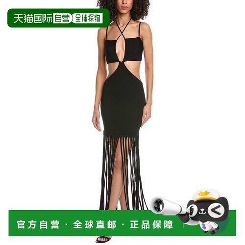 自营LAPOINTE Crepe Matte Cutout Strap Midi Dress - black 美