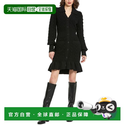 自营Mac Duggal Bobble Knit Button Mini Dress - black 美国奥