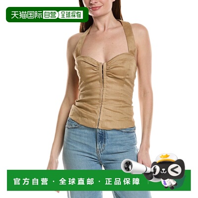 自营Bardot Rixton Linen Halter Top - Brown 上衣美国直发奥莱