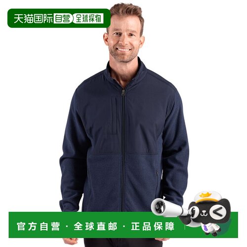 自营Cutter & Buck Hunts Point回收羊毛混合全拉链夹克-海军蓝