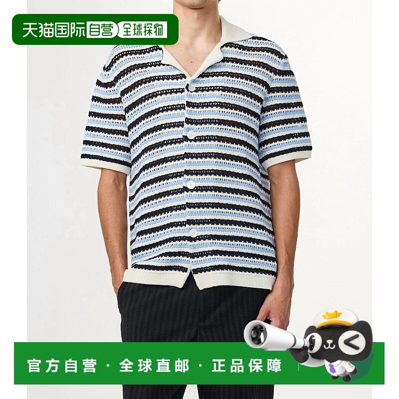自营 nn07Henry短袖针织领开衫，海军蓝条纹 美国奥莱直发
