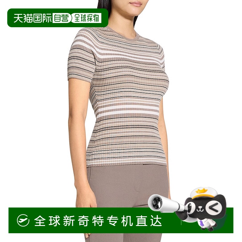 自营 Theory Rib Stripe Wool T-Shirt - multi 【美国奥莱】直发