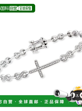 自营 Ross-Simons Diamond Cross and Infinity Symbol Link Brac