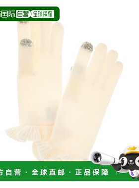 自营Phenix Ruffle袖口针织触摸技术羊绒手套-白色 美国奥莱直发