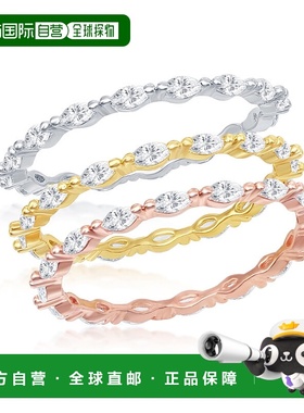 自营 simona 纯银侯爵夫人 CZ 2 毫米永恒三环戒指 - 三色 - 三色