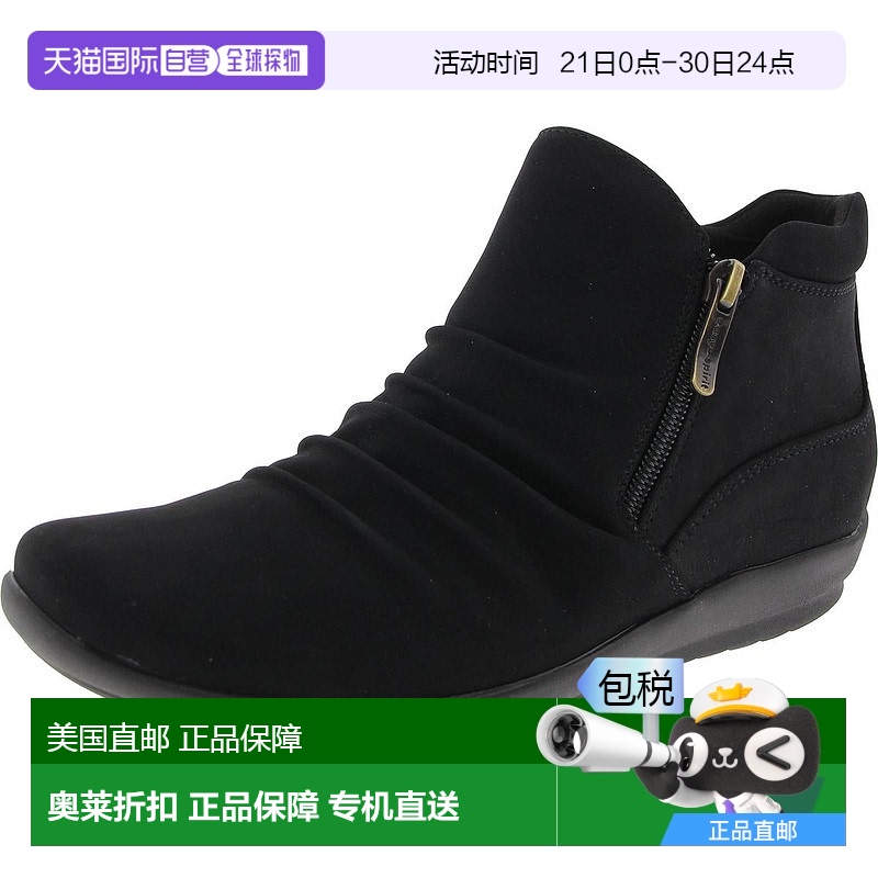 自营easy spirit女式拉链仿麂皮踝靴 - 黑色 【美国奥莱】直发