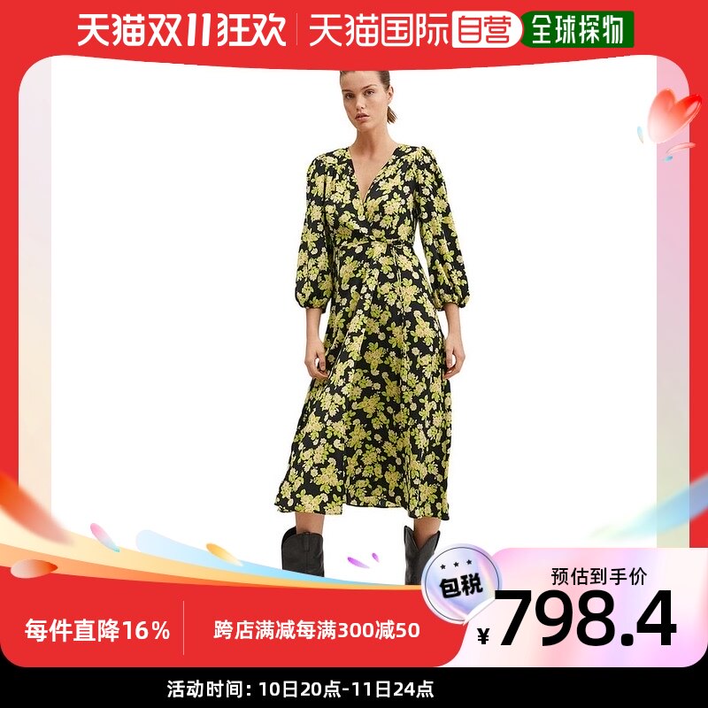 【美国直邮】Mango女士连衣裙百搭柔软简约亲肤黄色花朵图案装饰
