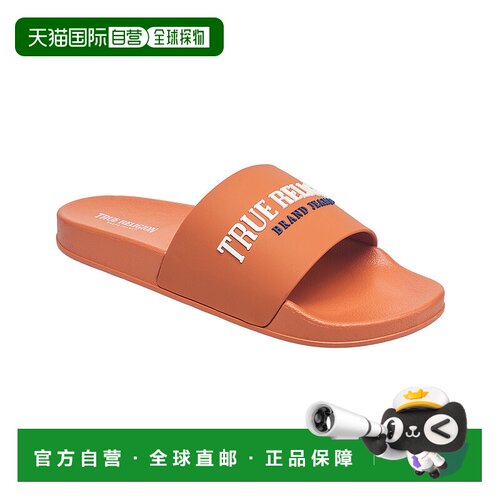 自营True Religion Men's Weezy Logo Slide - orange 美国奥莱直