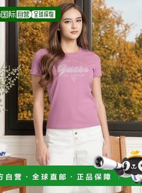 自营 guess生态Itzel标志T恤-多尘樱桃色 美国奥莱直发