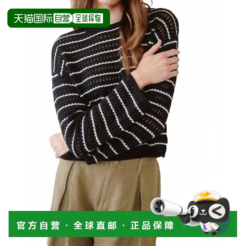 自营bella dahlStripe Crew Neck Sweater In Black/ivory - blac