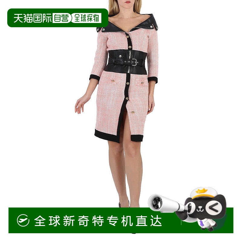 自营 Moschino粉红色双色腰带迷你裙，品牌尺码40（美国尺码6）-