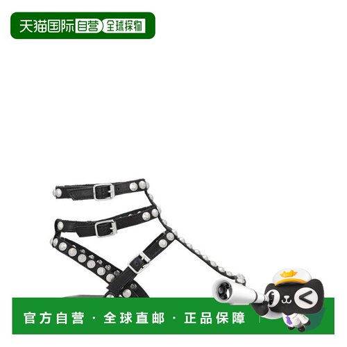 自营ashBlack Play Silver Studded Thin Sandals - grey 美国奥