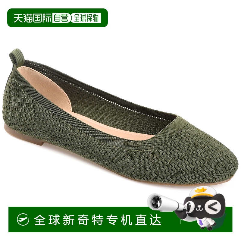 自营 Journee Collection窄幅女式玛丽安平底鞋-绿色 【美国奥莱