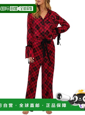 自营 Beach Riot 女式 Lee Anne Brooke 梭织睡衣套装 - 快乐格子