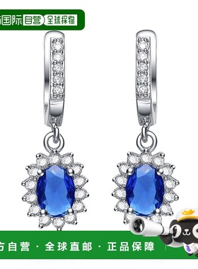 自营 GENEVIVE Sterling Silver Sapphire Dangling Earrings blu