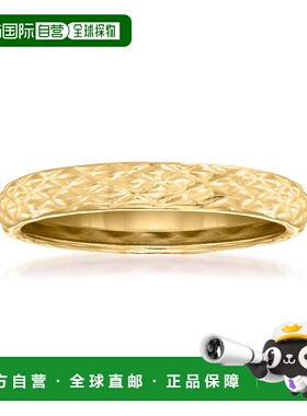自营 Ross-Simons 18kt 黄金绗缝纹理戒指 - 黄色 美国奥莱直发