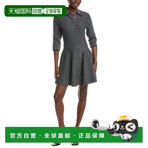 自营Maje Knitted Wool-Blend Polo Dress - gray 美国奥莱直发