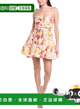 自营 AMUR Amelie丝绸混纺迷你连衣裙-粉红色 美国奥莱直发服饰