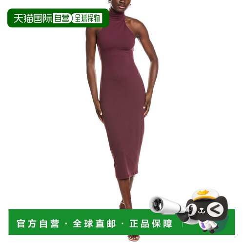 自营susana monaco模拟领口中长款连衣裙-红色 美国奥莱直发吊带