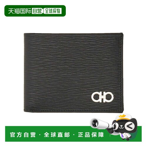 自营ferragamoHooks Textured Calf Leather Bifold Wallet - bla