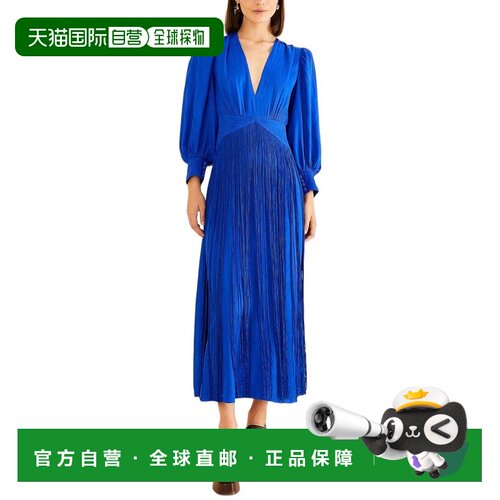 自营FARM Rio Bright Fringes Maxi Dress - bright blue 美国奥