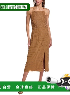 自营 French Connection Chandler 串珠中长连衣裙 - 棕色 美国奥