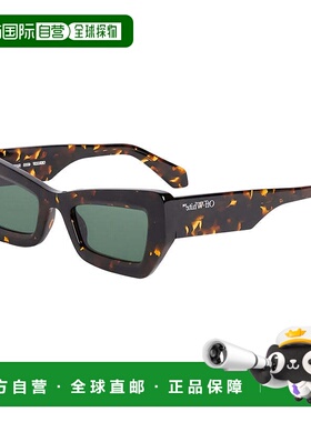 自营off-white米白色方形全边太阳镜，哈瓦那框架和绿色镜片Oeri1