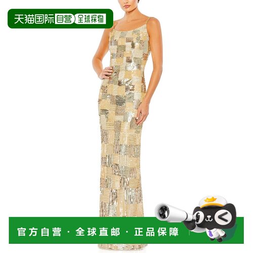 自营Mac Duggal Column Gown - nude gold 美国奥莱直发