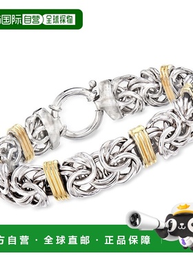 Ross-Simons 纯银和 14 克拉黄金拜占庭式车站手链 - 7 英寸 【美