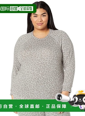 自营 Beyond Yoga运动衫女式灰色豹纹弹力圆领套头衫GBO155-灰色
