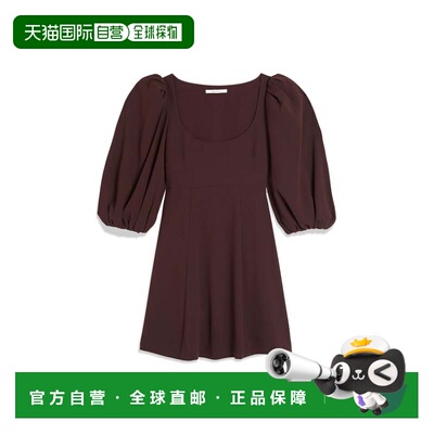 自营rebecca taylorLong Sleeve Crepe Dress - port 美国奥莱直