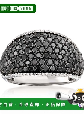 自营Ross-Simons Pave Black Diamond Dome Ring in Sterling Sil